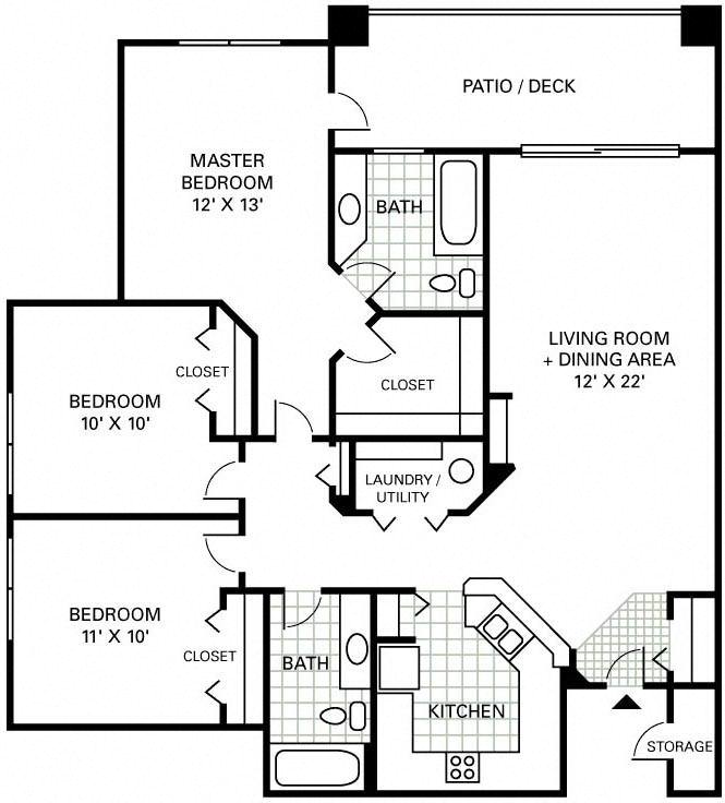 3 Bedroom floor plan